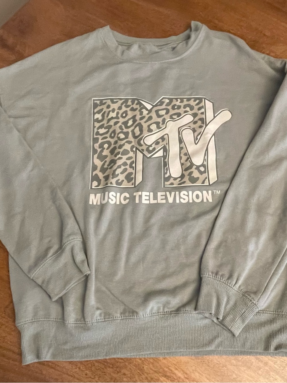 MTV Gray Crewneck Sweatshirt with Leopard Logo
